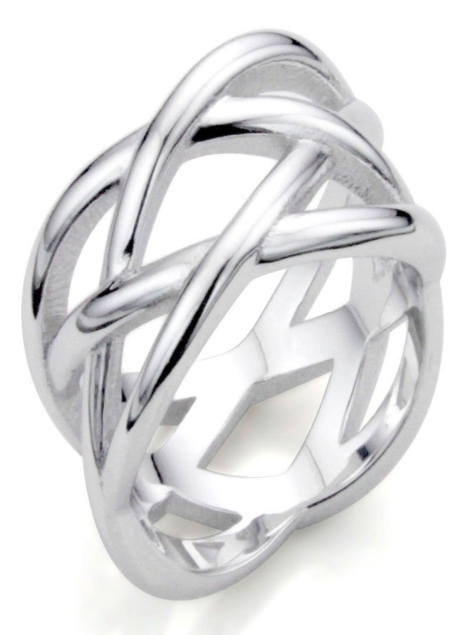 Metal Factory Sz 4 Sterling Silver 925 "X Criss Cross Eternity Ring - Image 1